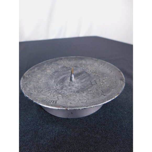 Zodiac Astrology Candle Dish 5" Etched Metal Holder - Picture 8 of 11